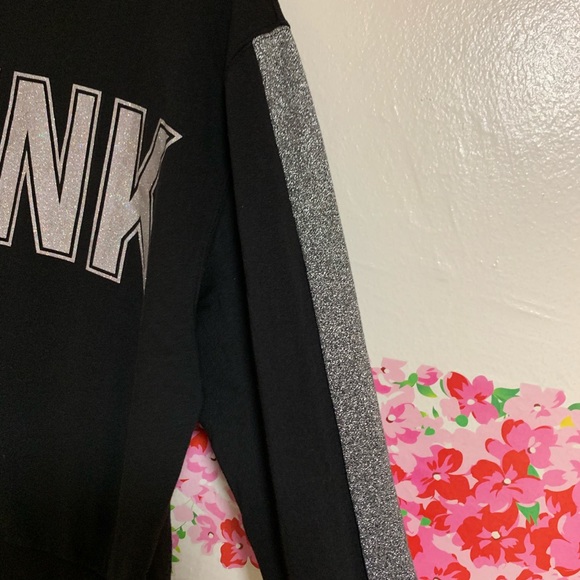 VS PINK GLITTER BLING BLACK PULLOVER NWT - Picture 5 of 5